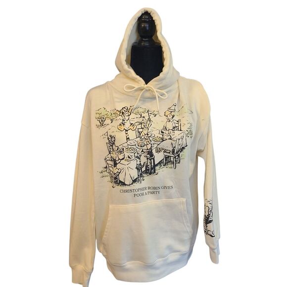 DISNEY Hoodie‎ Sweatshirt Christopher Robin Pooh And Friends Cream Women'… - Picture 1 of 12